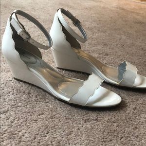 Bandolino White Patent Leather Wedges